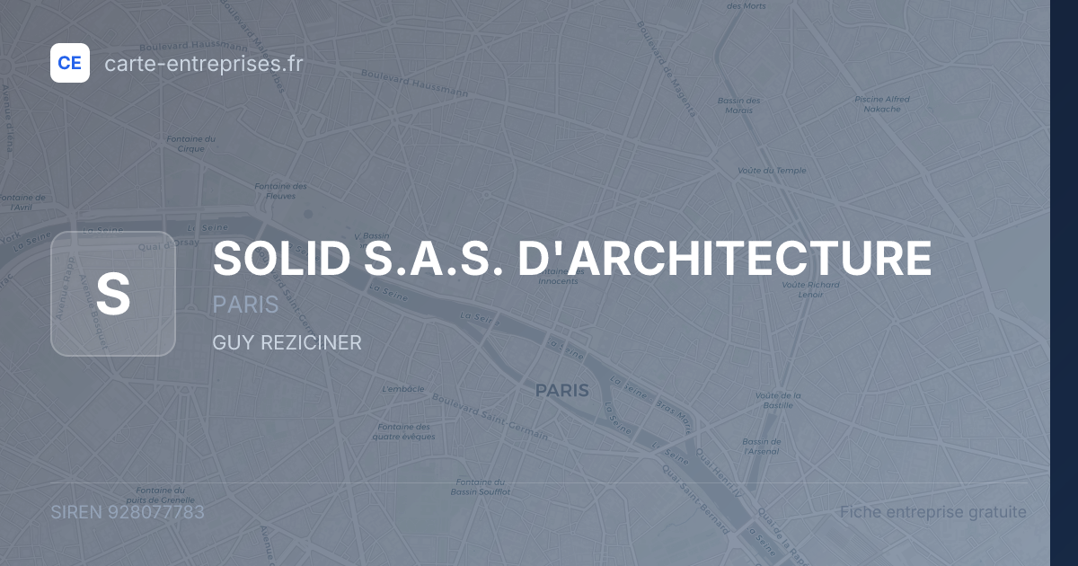 SOLID S.A.S. D'ARCHITECTURE — 928077783 — fiche entreprise