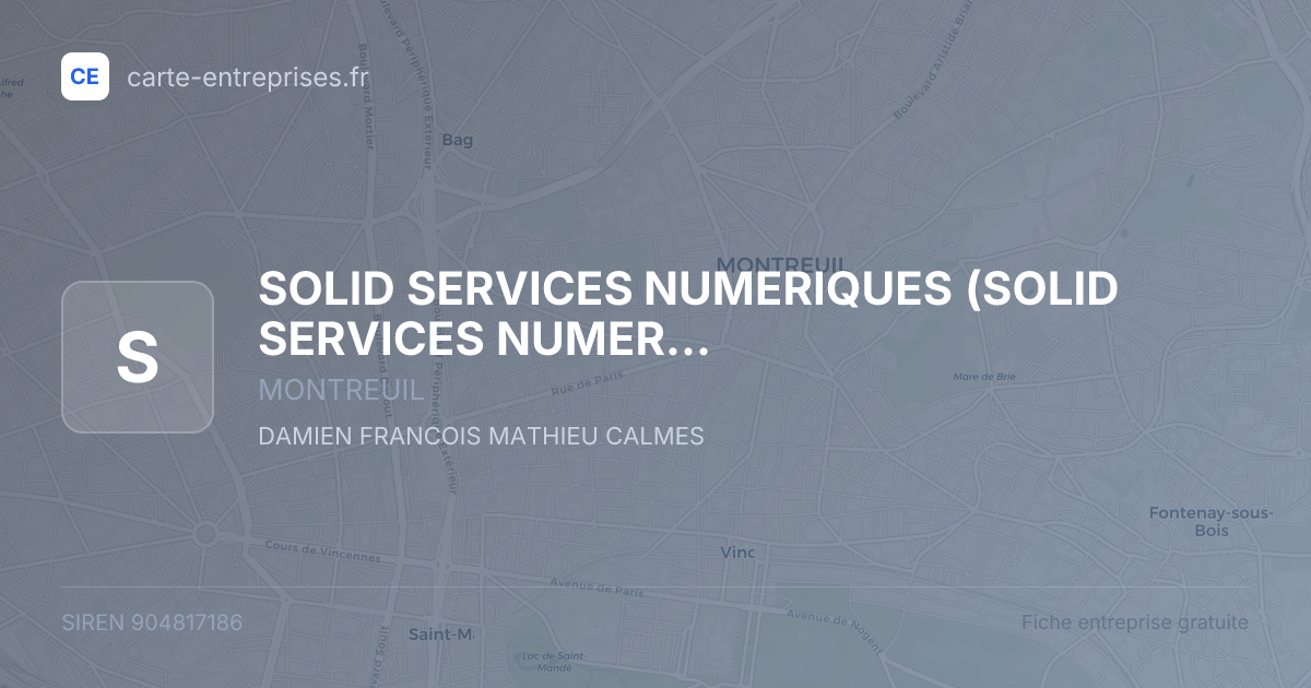 SOLID SERVICES NUMERIQUES (SOLID SERVICES NUMERIQUES) (SSN) — 904817186 — fiche entreprise