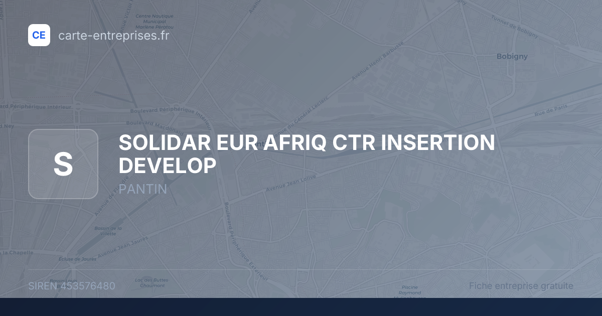 SOLIDAR EUR AFRIQ CTR INSERTION DEVELOP — 453576480 — fiche entreprise