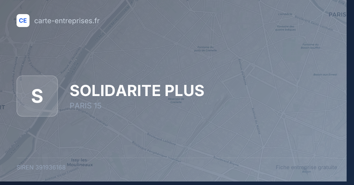 SOLIDARITE PLUS — 391936168 — fiche entreprise