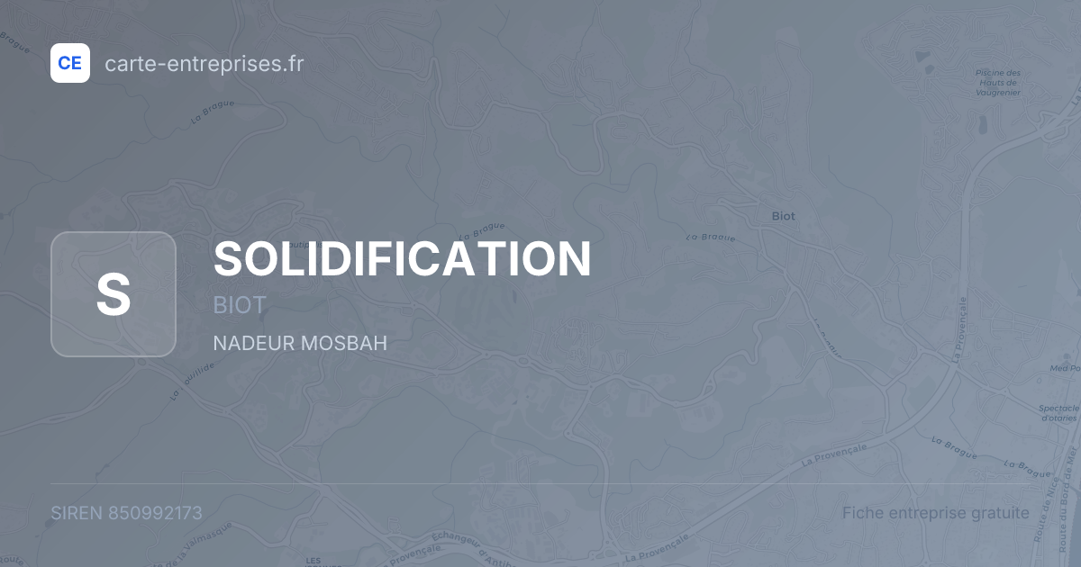 SOLIDIFICATION — 850992173 — fiche entreprise
