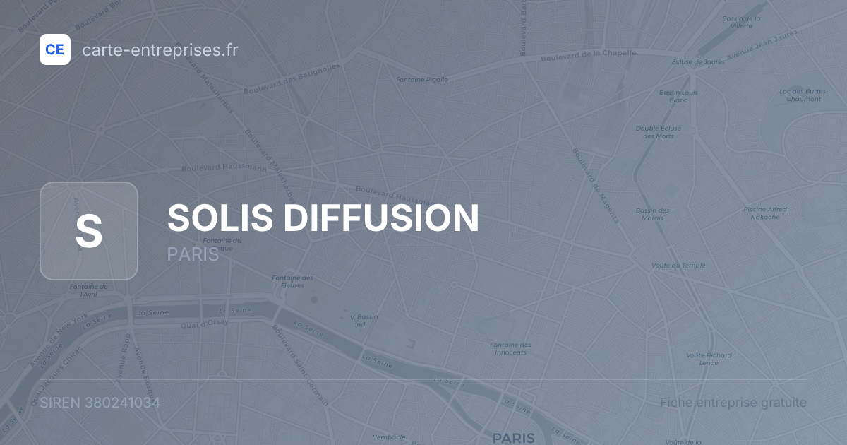 SOLIS DIFFUSION — 380241034 — fiche entreprise
