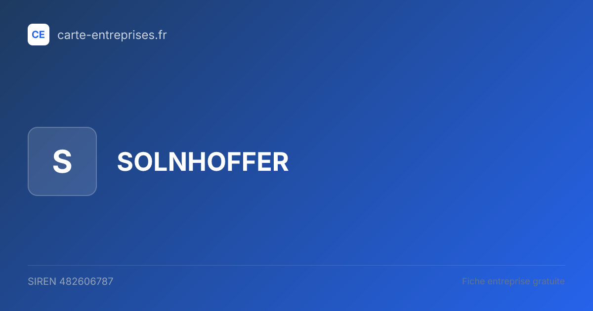 SOLNHOFFER — 482606787 — fiche entreprise