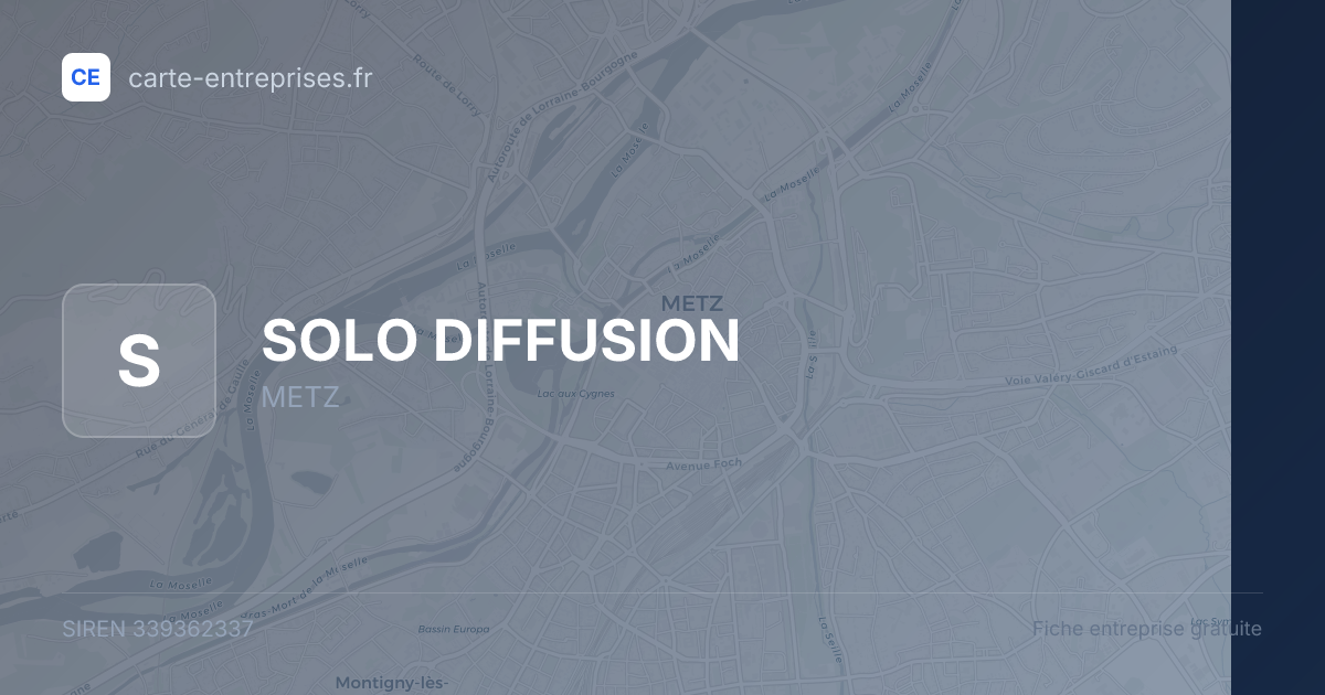 SOLO DIFFUSION — 339362337 — fiche entreprise