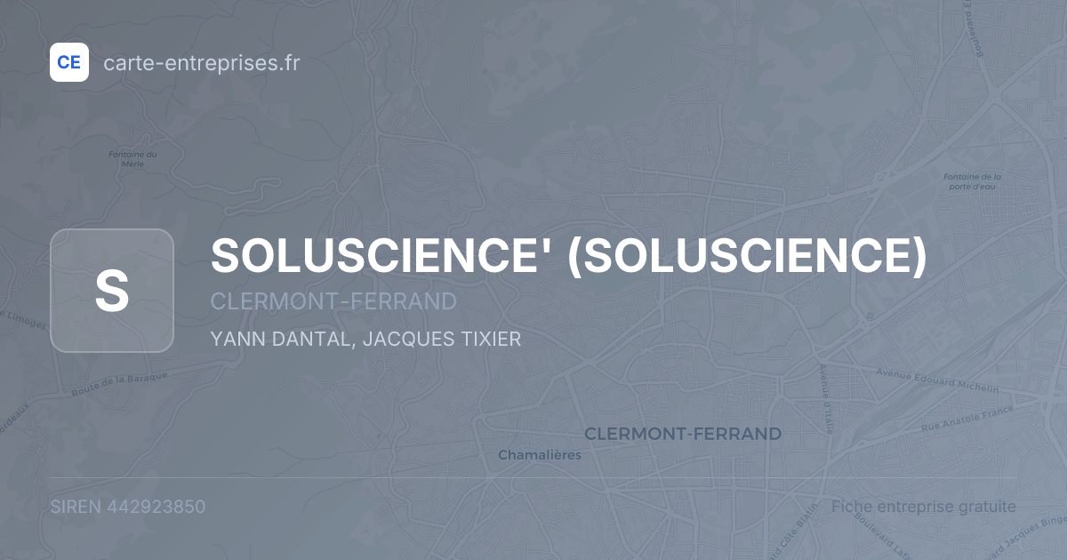 SOLUSCIENCE' (SOLUSCIENCE) — 442923850 — fiche entreprise