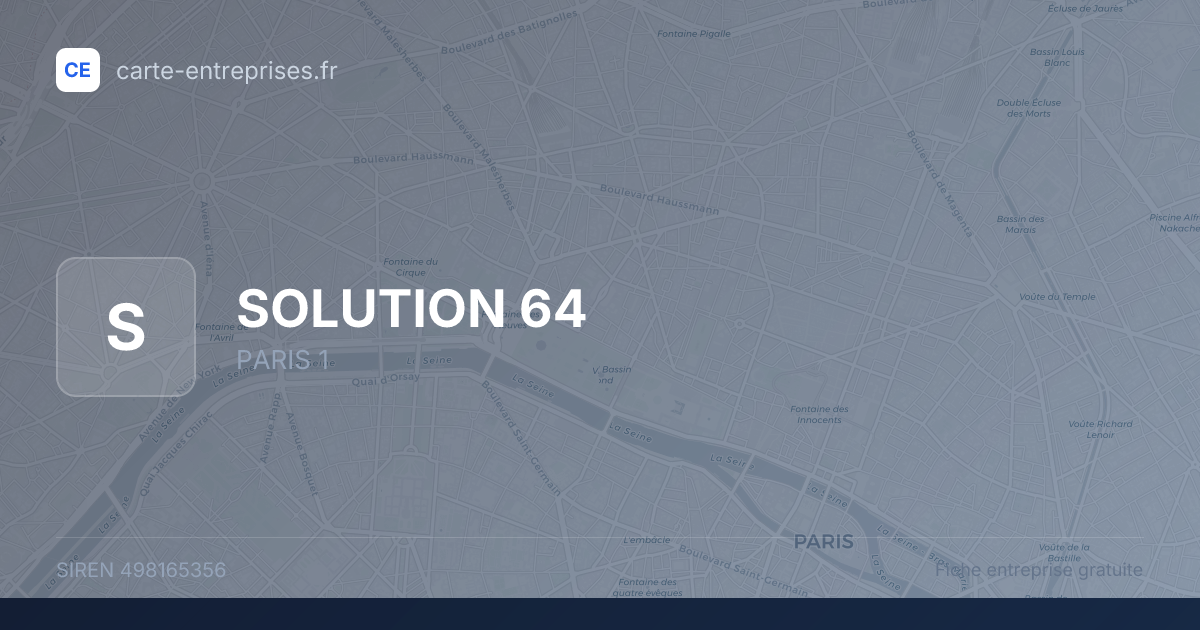 SOLUTION 64 — 498165356 — fiche entreprise