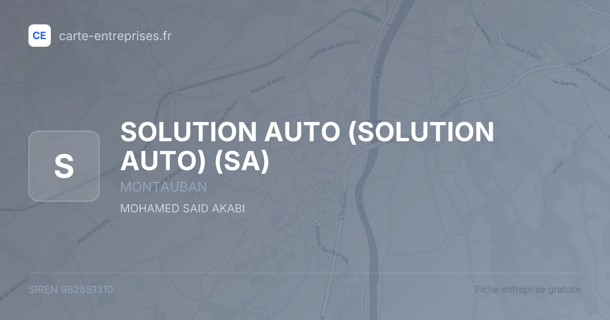 SOLUTION AUTO (SOLUTION AUTO) (SA) — 982881310 — fiche entreprise