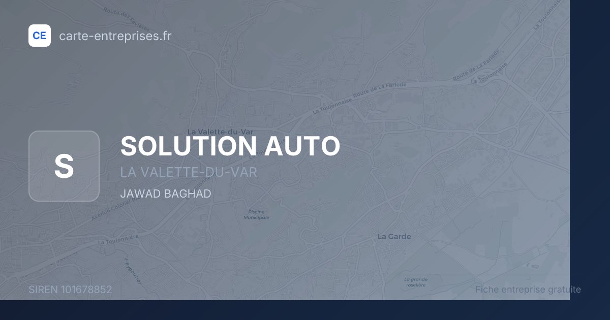 SOLUTION AUTO — 101678852 — fiche entreprise