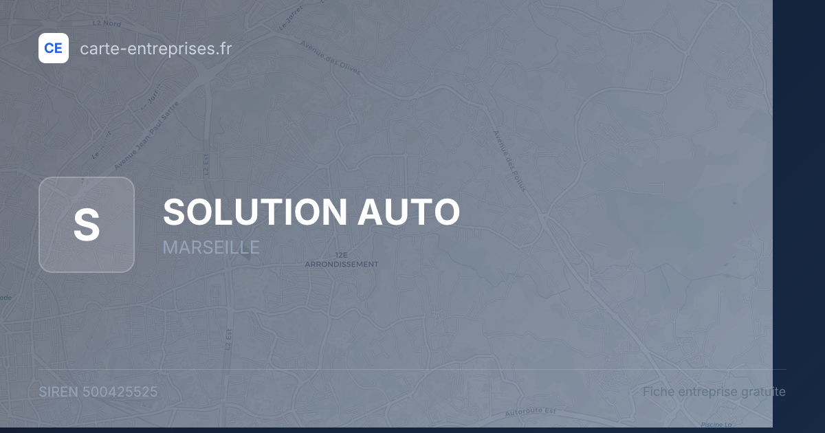 SOLUTION AUTO — 500425525 — fiche entreprise