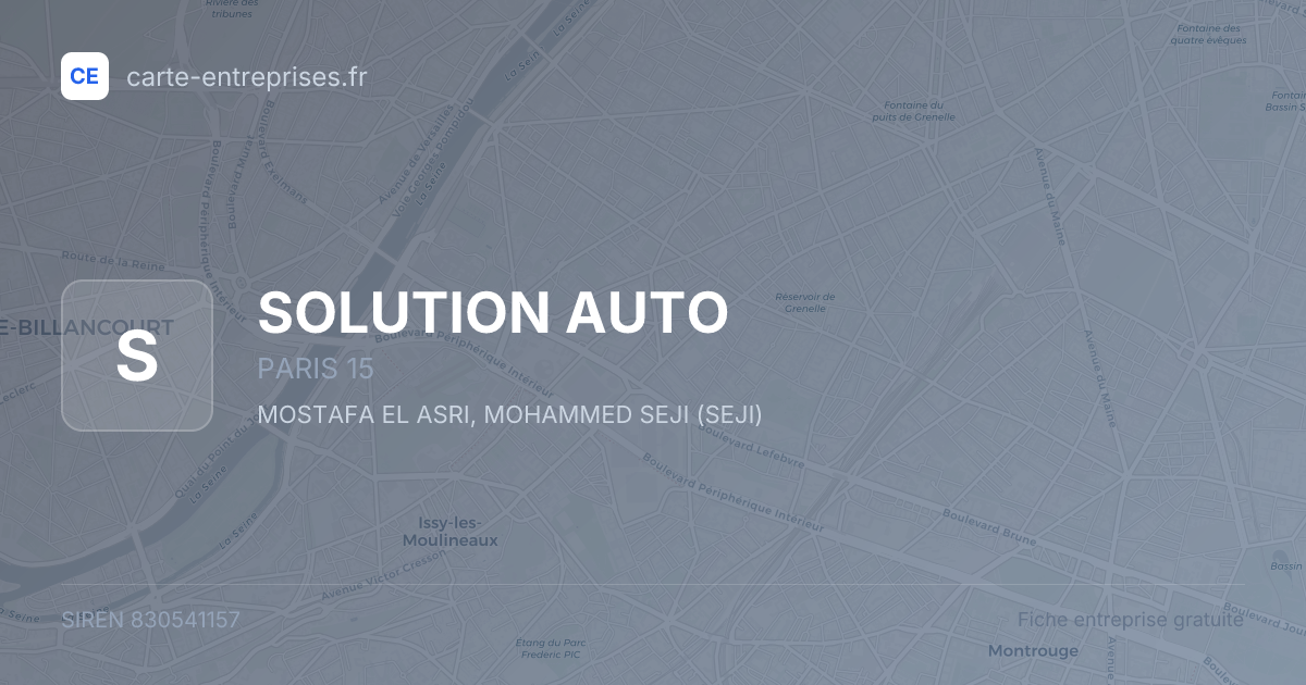 SOLUTION AUTO — 830541157 — fiche entreprise