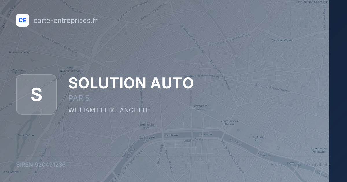 SOLUTION AUTO — 920431236 — fiche entreprise