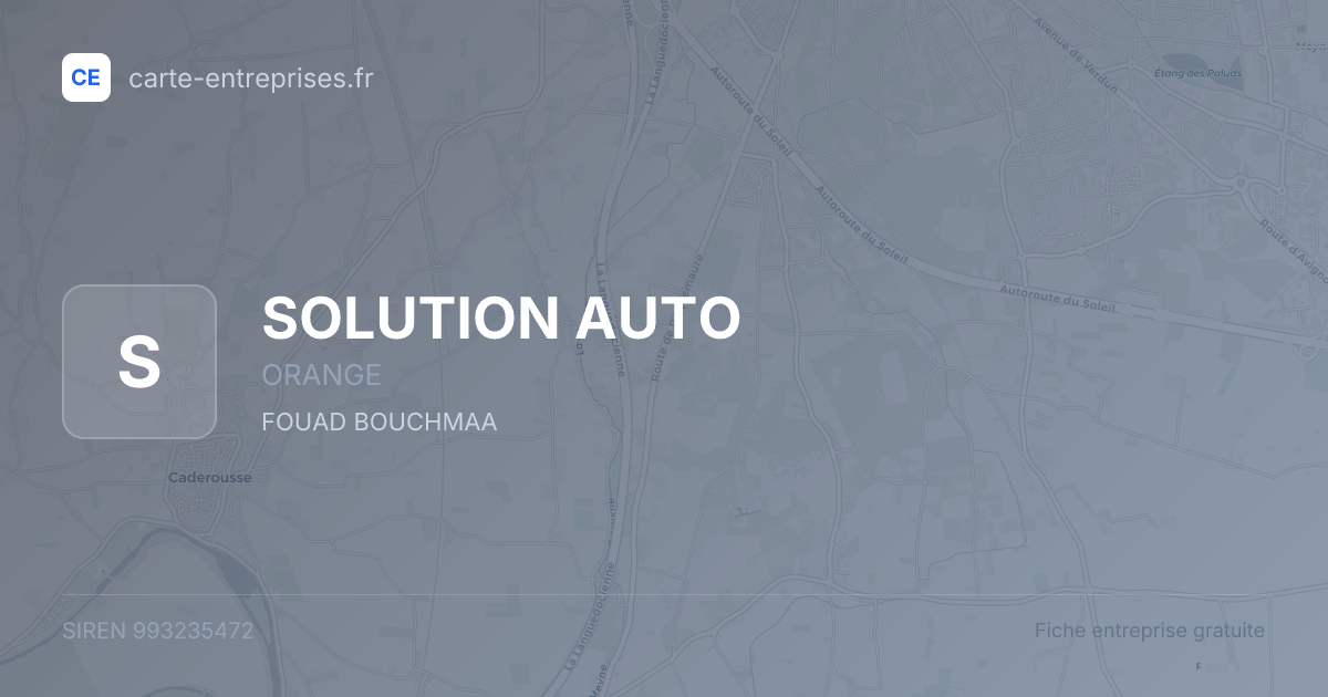 SOLUTION AUTO — 993235472 — fiche entreprise