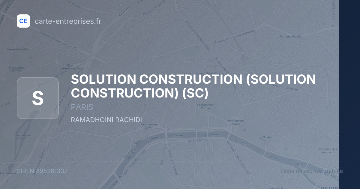 SOLUTION CONSTRUCTION (SOLUTION CONSTRUCTION) (SC) — 895261337 — fiche entreprise