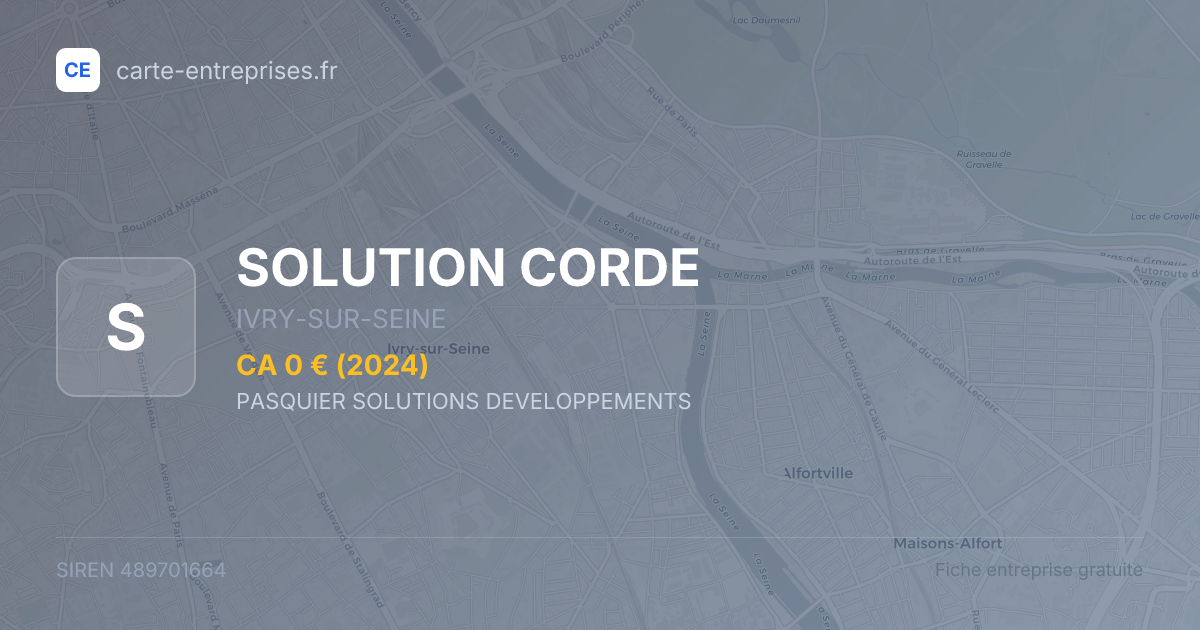 SOLUTION CORDE — 489701664 — fiche entreprise