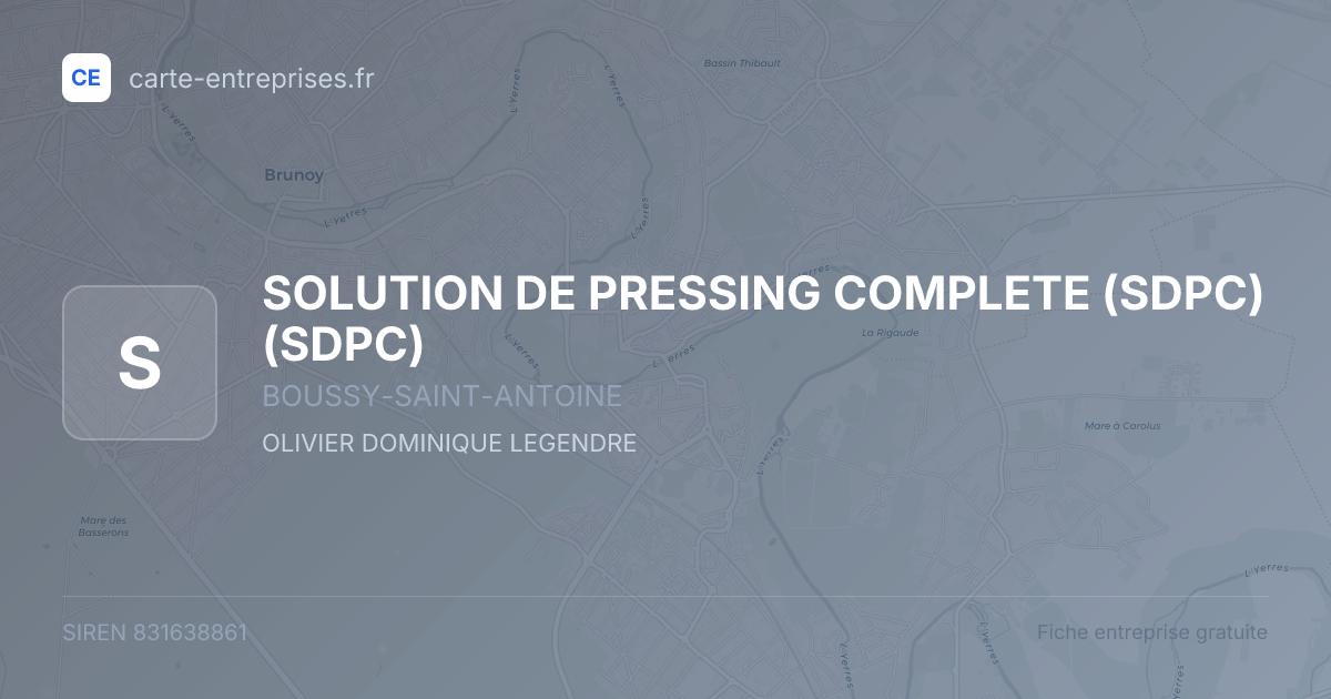 SOLUTION DE PRESSING COMPLETE (SDPC) (SDPC) — 831638861 — fiche entreprise