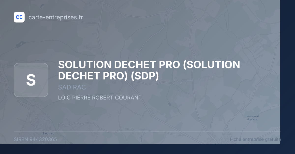 SOLUTION DECHET PRO (SOLUTION DECHET PRO) (SDP) — 944320365 — fiche entreprise