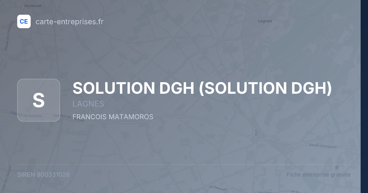 SOLUTION DGH — 900331026 — fiche entreprise
