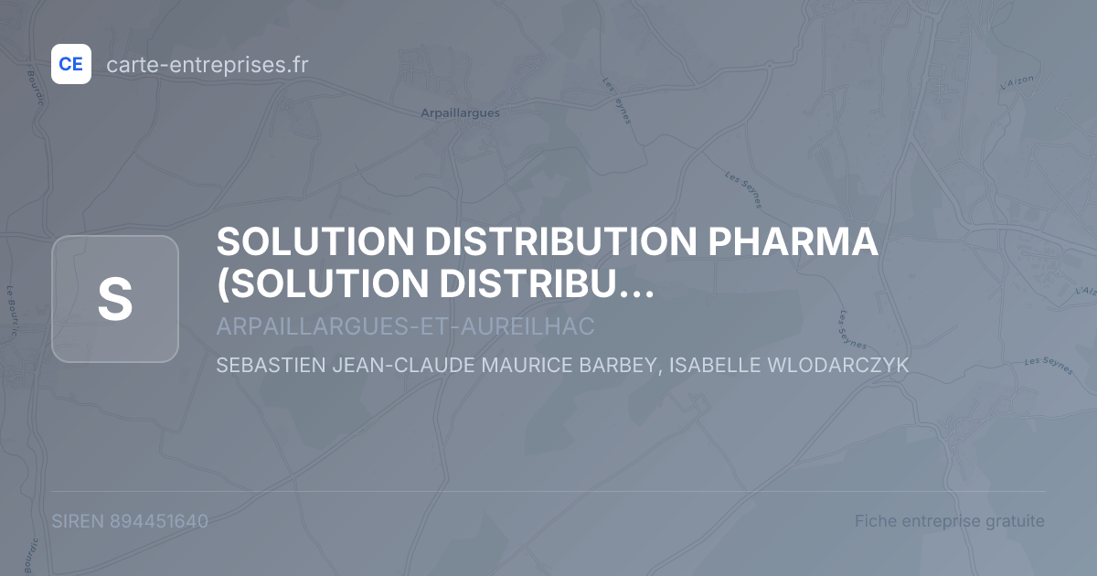 SOLUTION DISTRIBUTION PHARMA — 894451640 — fiche entreprise