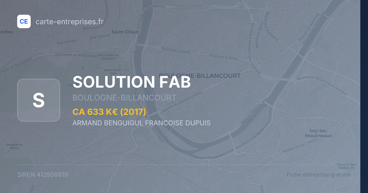 SOLUTION FAB — 412959819 — fiche entreprise