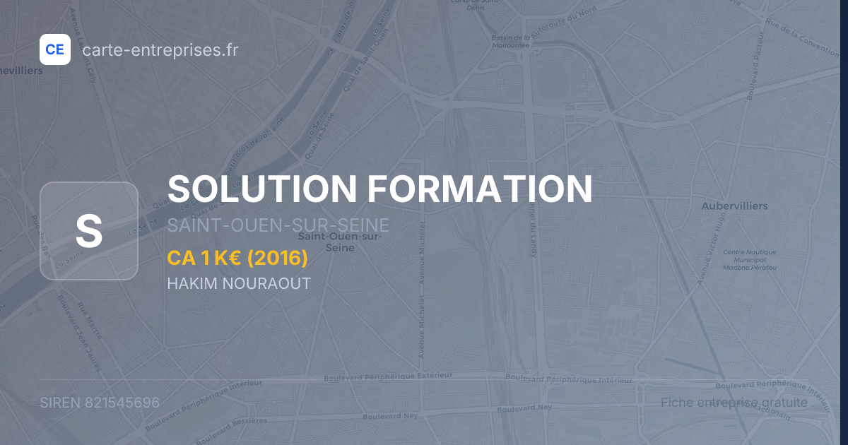 SOLUTION FORMATION — 821545696 — fiche entreprise