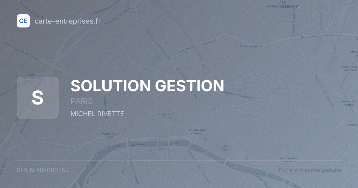 SOLUTION GESTION — 485090252 — fiche entreprise