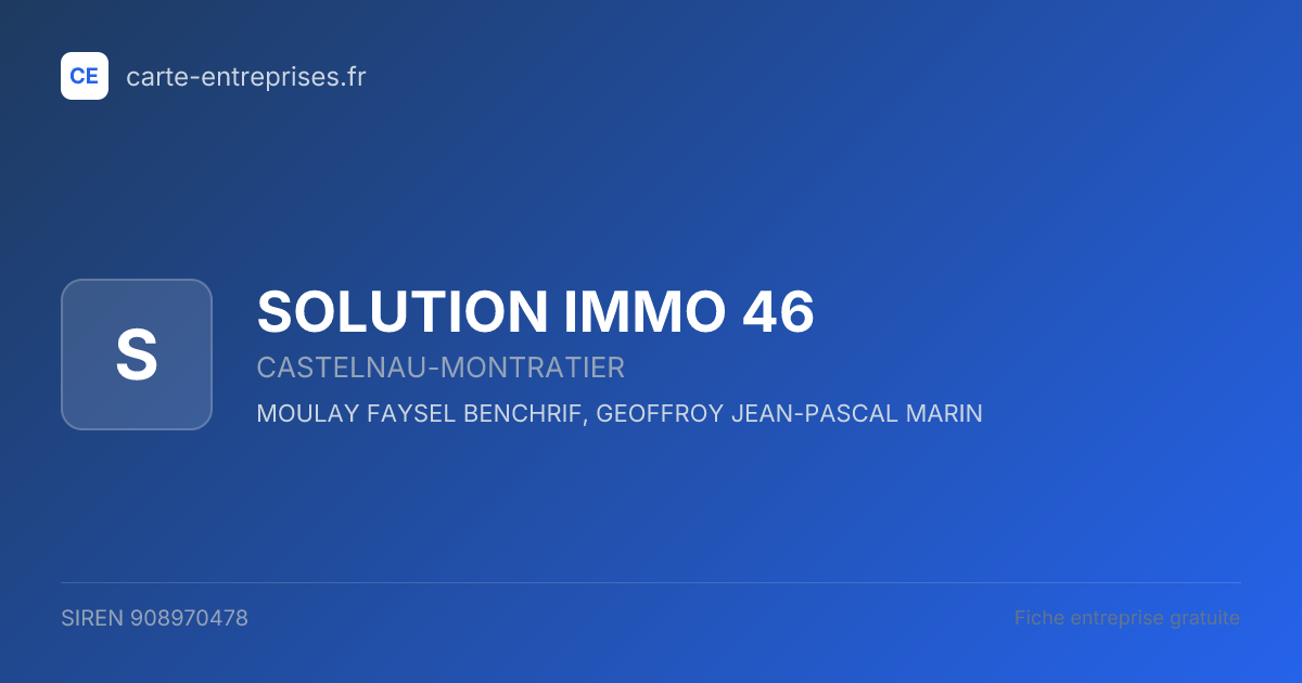 SOLUTION IMMO 46 — 908970478 — fiche entreprise