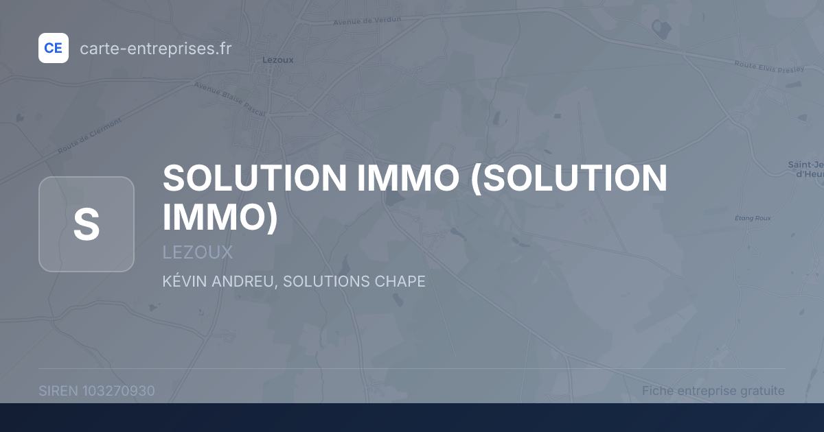 SOLUTION IMMO — 103270930 — fiche entreprise