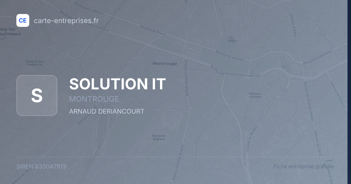 SOLUTION IT — 833047913 — fiche entreprise