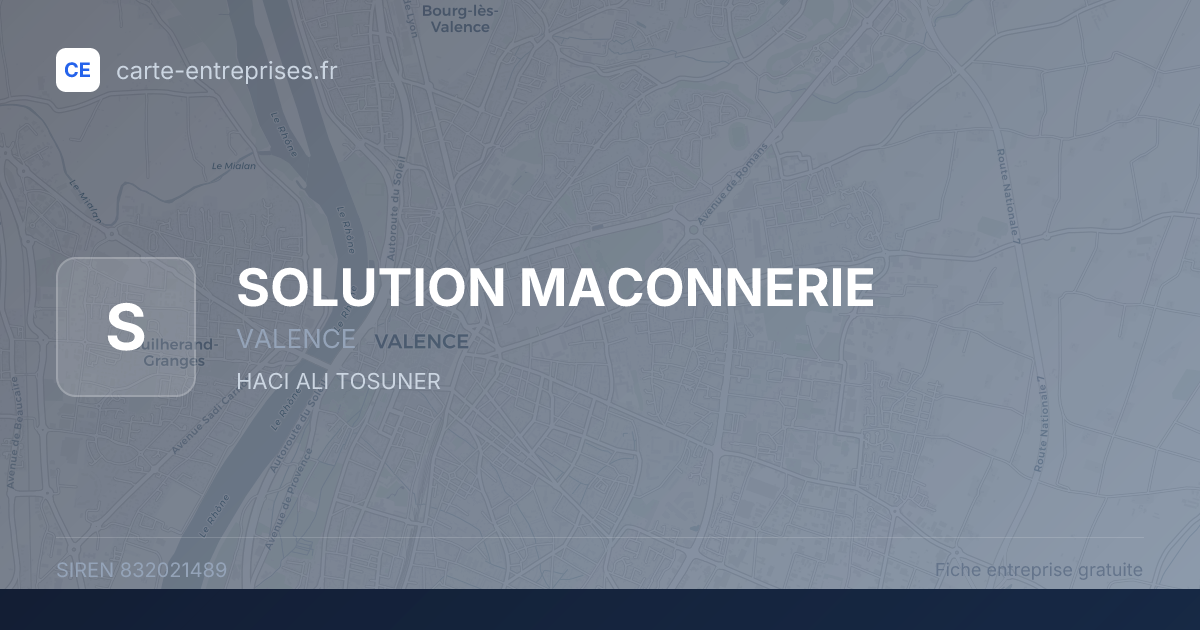 SOLUTION MACONNERIE — 832021489 — fiche entreprise