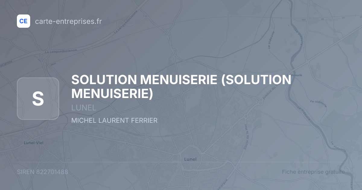SOLUTION MENUISERIE — 822701488 — fiche entreprise