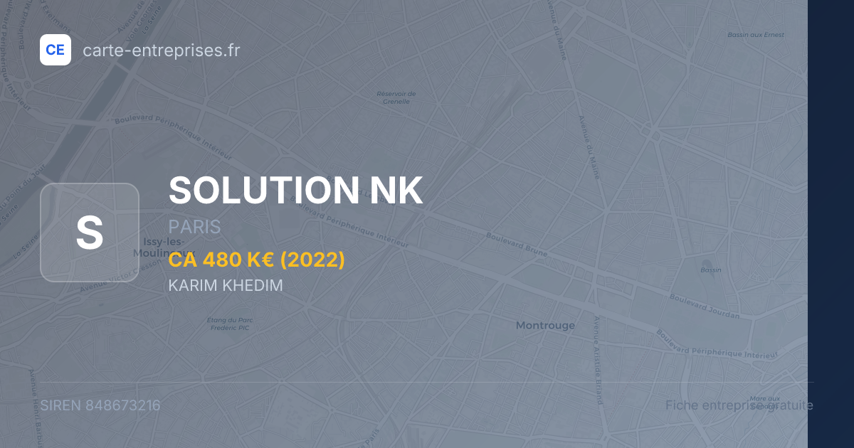 SOLUTION NK — 848673216 — fiche entreprise