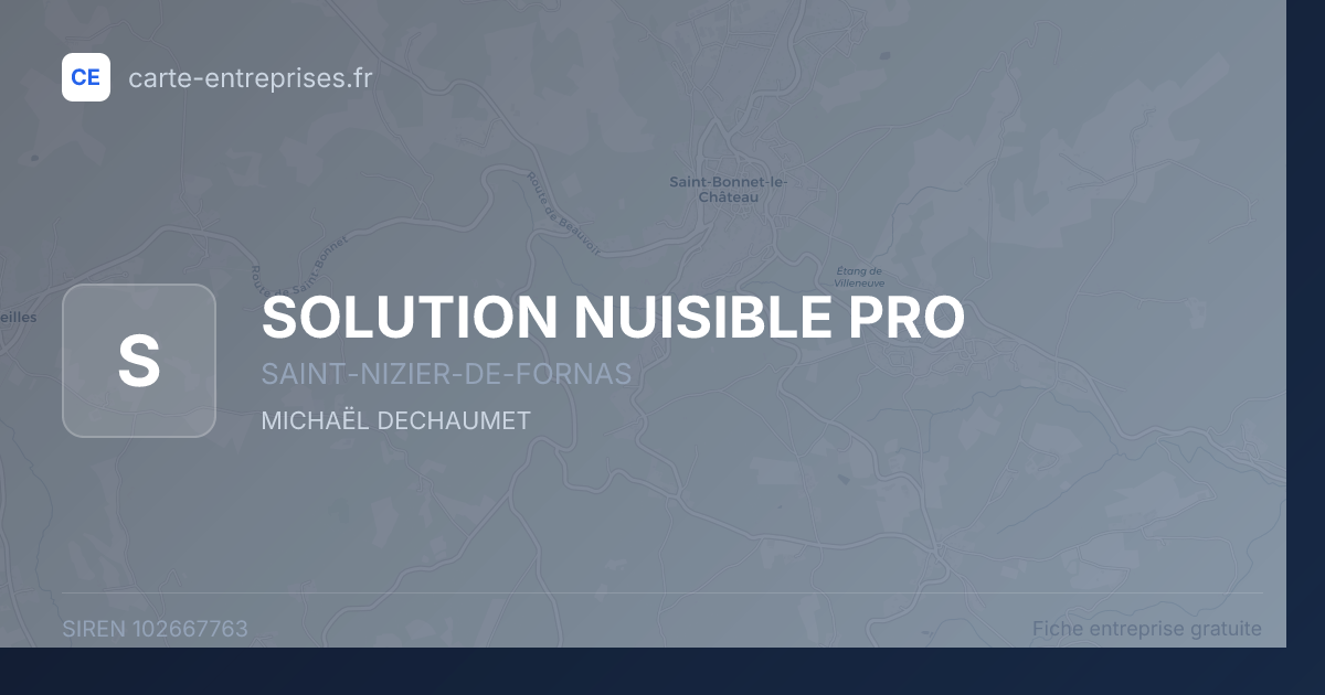 SOLUTION NUISIBLE PRO — 102667763 — fiche entreprise