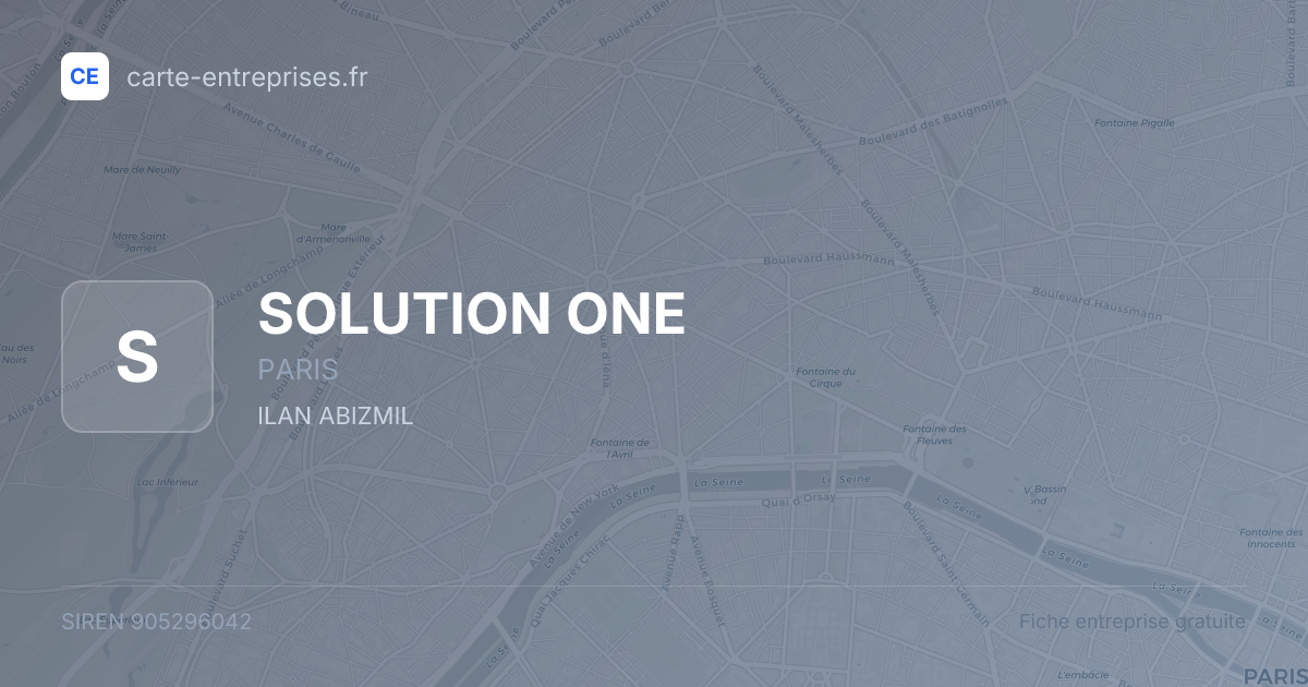 SOLUTION ONE — 905296042 — fiche entreprise