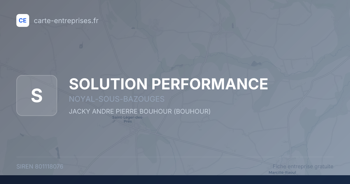 SOLUTION PERFORMANCE — 801118076 — fiche entreprise