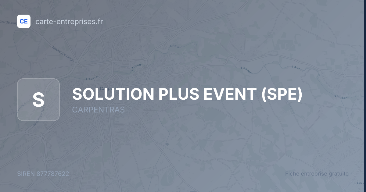 SOLUTION PLUS EVENT (SPE) — 877787622 — fiche entreprise