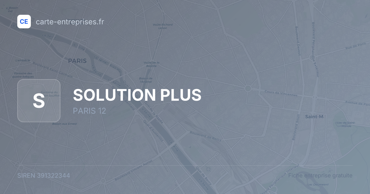 SOLUTION PLUS — 391322344 — fiche entreprise