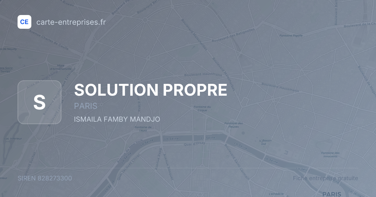 SOLUTION PROPRE — 828273300 — fiche entreprise