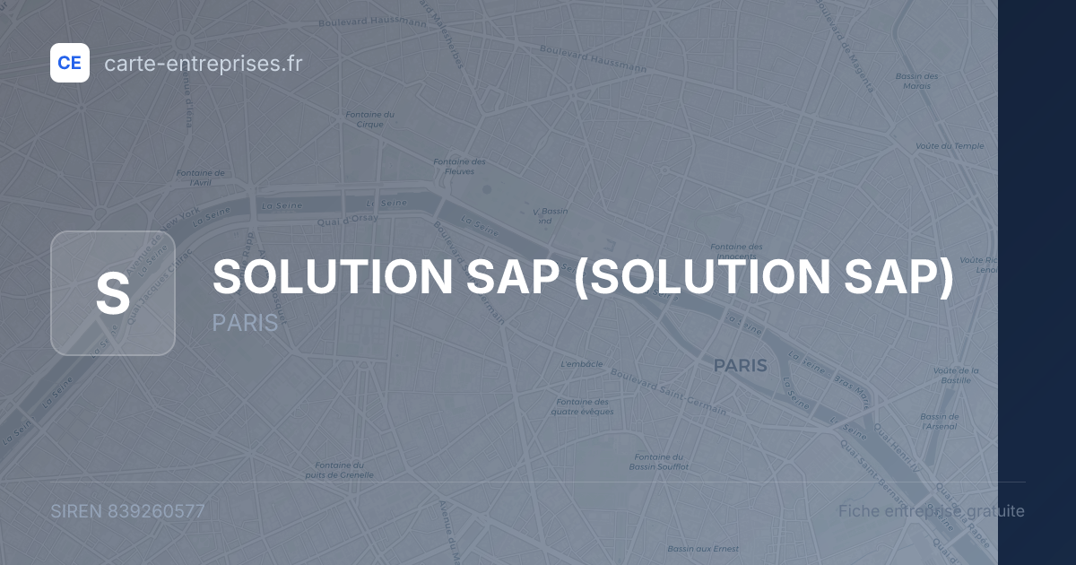 SOLUTION SAP — 839260577 — fiche entreprise
