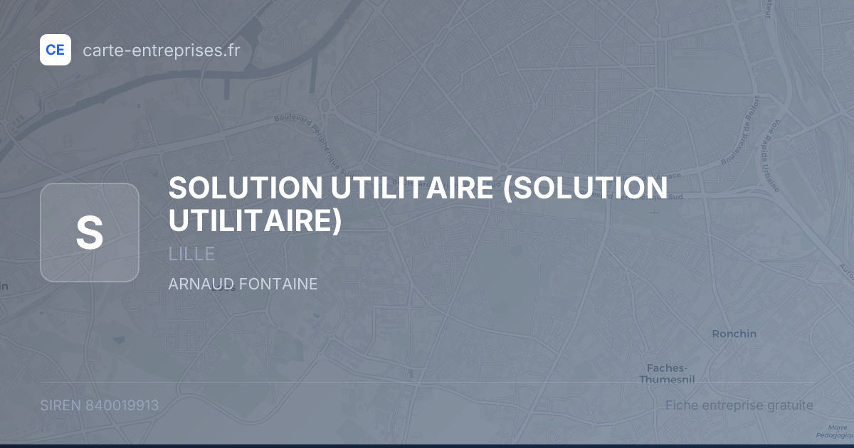 SOLUTION UTILITAIRE — 840019913 — fiche entreprise