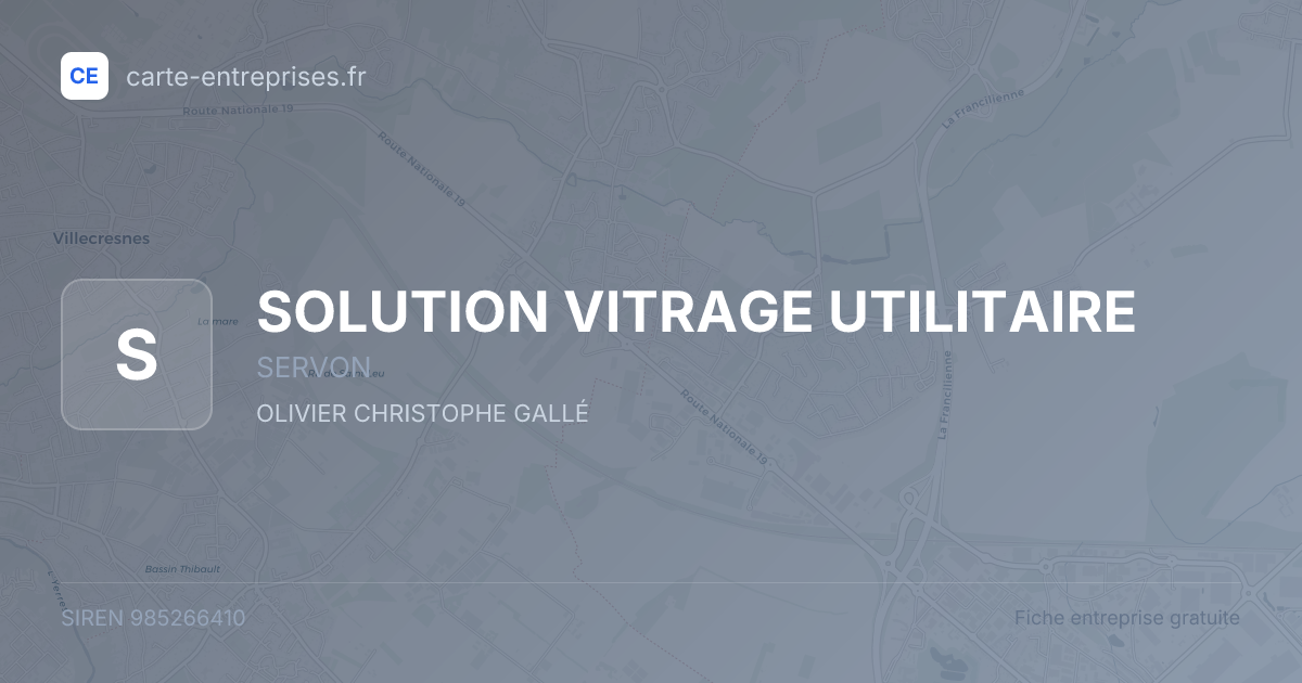 SOLUTION VITRAGE UTILITAIRE — 985266410 — fiche entreprise