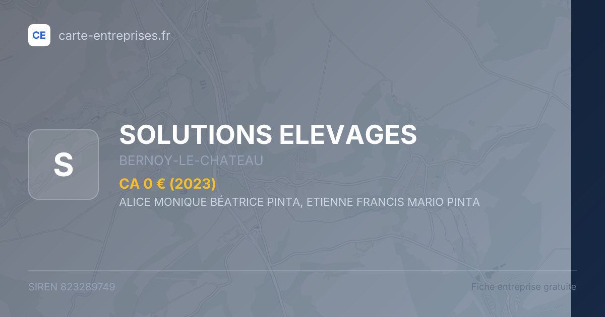 SOLUTIONS ELEVAGES — 823289749 — fiche entreprise