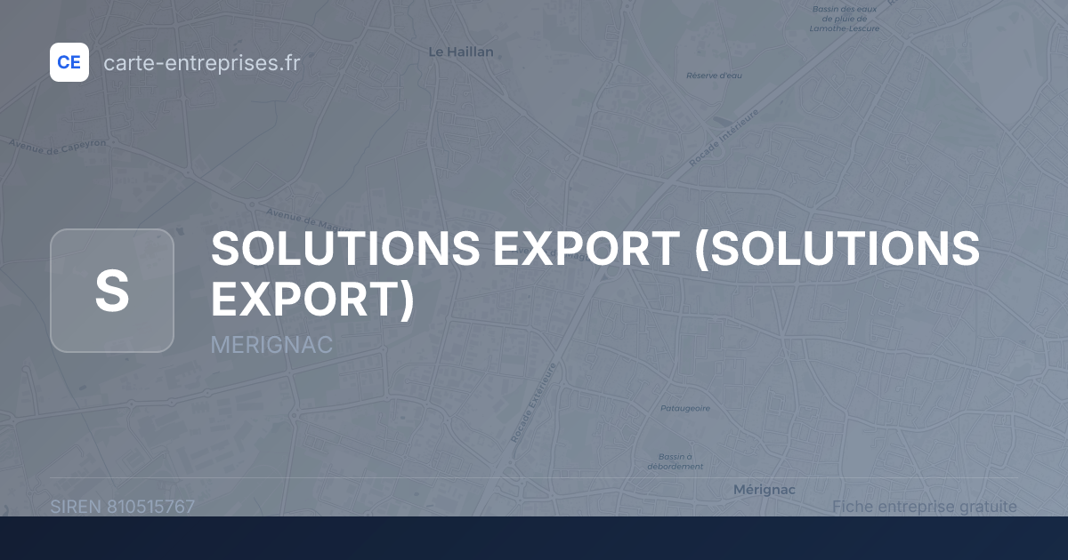 SOLUTIONS EXPORT — 810515767 — fiche entreprise