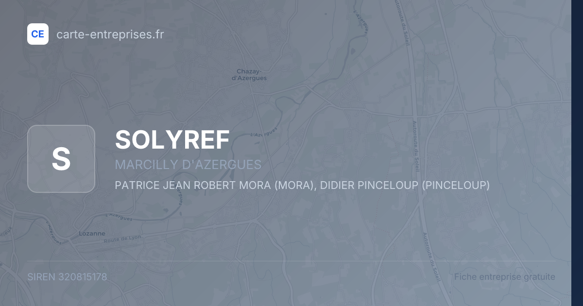 SOLYREF — 320815178 — fiche entreprise