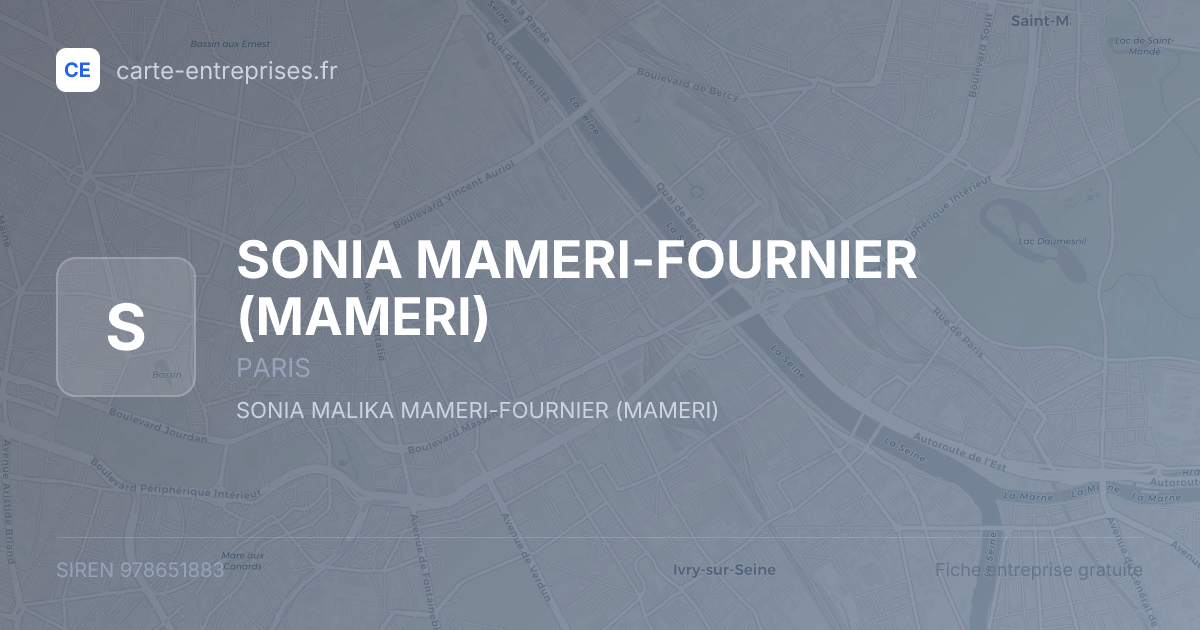 SONIA MAMERI-FOURNIER (MAMERI) — 978651883 — fiche entreprise
