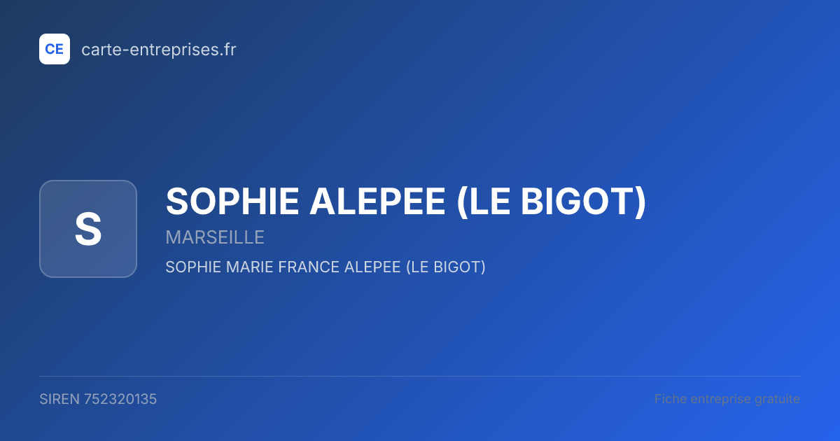 SOPHIE ALEPEE (LE BIGOT) — 752320135 — fiche entreprise