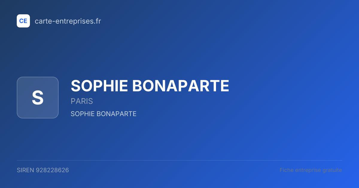 SOPHIE BONAPARTE — 928228626 — fiche entreprise