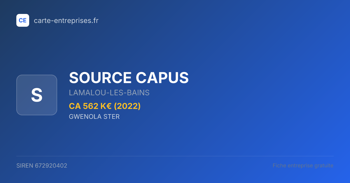 SOURCE CAPUS — 672920402 — fiche entreprise