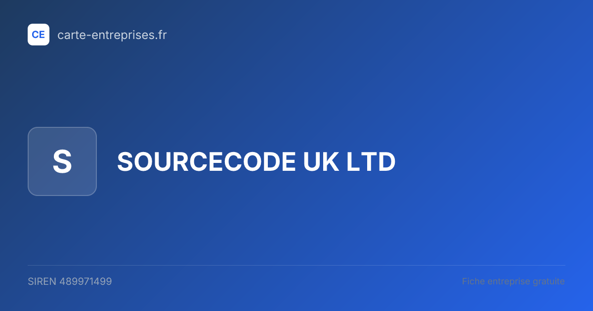 SOURCECODE UK LTD — 489971499 — fiche entreprise