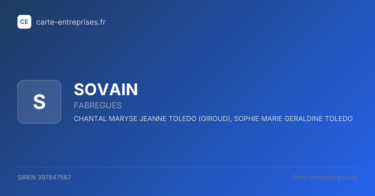 SOVAIN — 397847567 — fiche entreprise