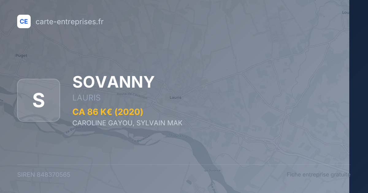 SOVANNY — 848370565 — fiche entreprise